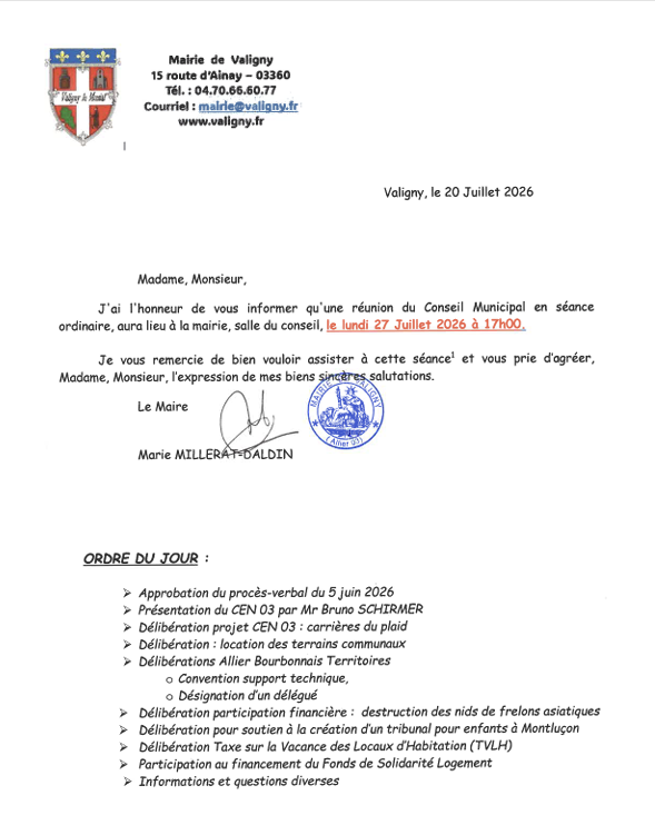 ordre du jour du CM du 27/02/26